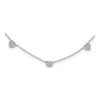 Sterling Silver CZ Heart Necklace
