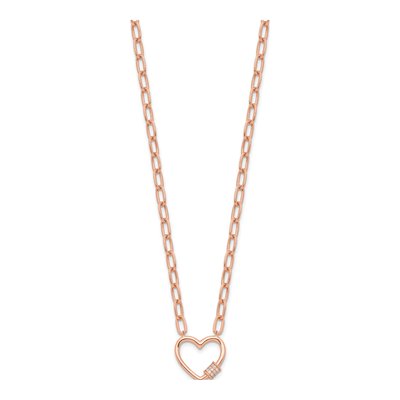 Rose Gold-Plated Sterling Silver CZ Heart Paperclip Pendant Necklace – view 2