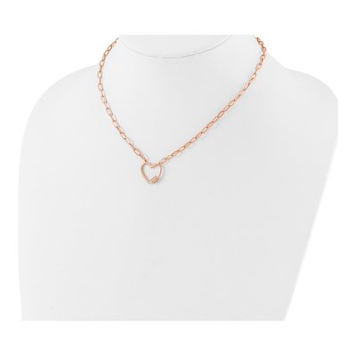 Rose Gold-Plated Sterling Silver CZ Heart Paperclip Pendant Necklace – view 3