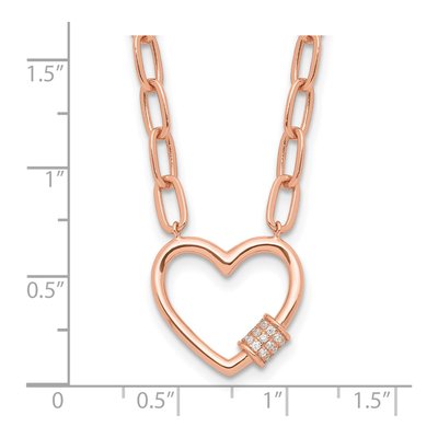 Rose Gold-Plated Sterling Silver CZ Heart Paperclip Pendant Necklace – view 4