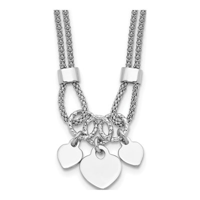 Sterling Silver Heart Dangle Choker Pendant Necklace