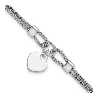 Sterling Silver Heart Dangle Bracelet