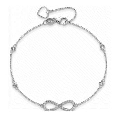 Sterling Silver CZ Infinity Bracelet & Necklace Set – view 7