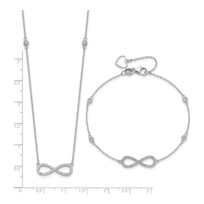 Sterling Silver CZ Infinity Bracelet & Necklace Set – view 8