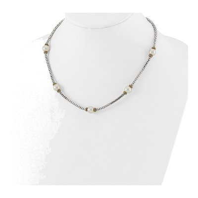 Sterling Silver Simulated Pearl Necklace – view 2