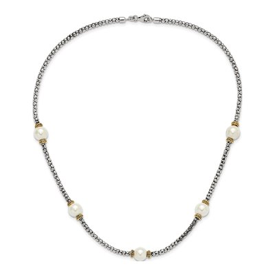 Sterling Silver Simulated Pearl Necklace – view 3
