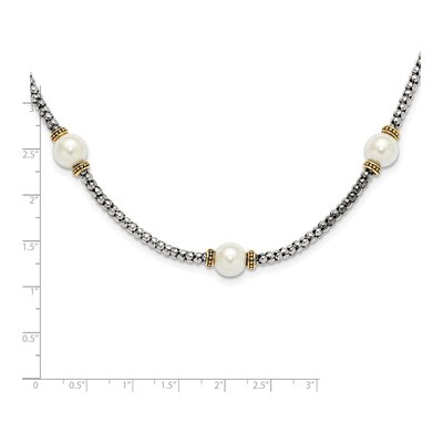 Sterling Silver Simulated Pearl Necklace – view 4