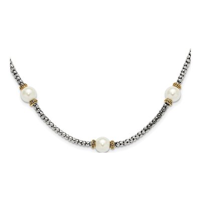 Sterling Silver Simulated Pearl Necklace