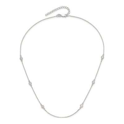 Sterling Silver CZ 6-Station Necklace – view 3