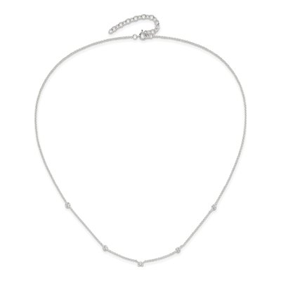 Sterling Silver CZ Station Necklace – view 3