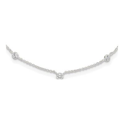 Sterling Silver CZ Station Necklace