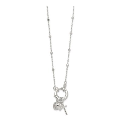 Sterling Silver Heart Miraculous Cross Necklace – view 5