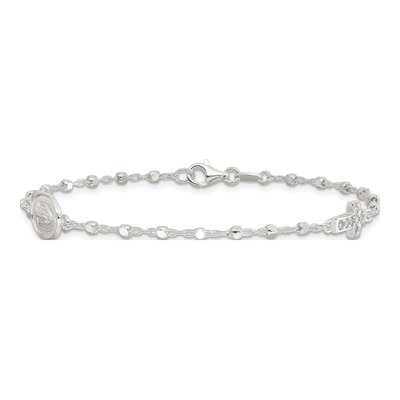 Sterling Silver CZ Cross Miraculous Medal Bracelet – view 4