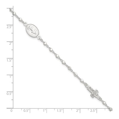 Sterling Silver CZ Cross Miraculous Medal Bracelet – view 6