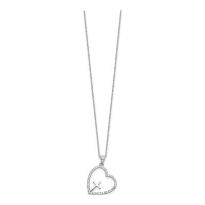 Sterling Silver CZ Open Heart Cross Necklace – view 3