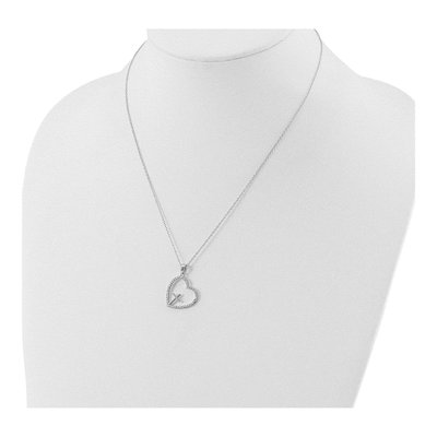 Sterling Silver CZ Open Heart Cross Necklace – view 4