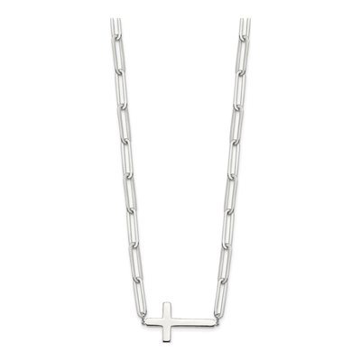 Sterling Silver Paperclip Cross Necklace – view 3