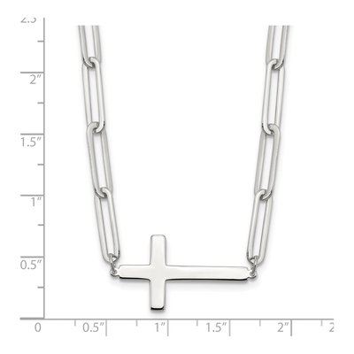 Sterling Silver Paperclip Cross Necklace – view 5