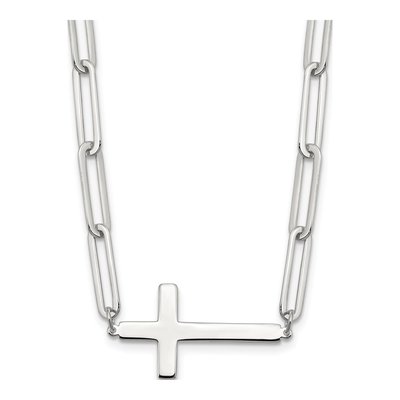 Sterling Silver Paperclip Cross Necklace