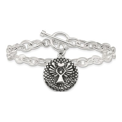 Sterling Silver Guardian Angel Toggle Bracelet – view 4