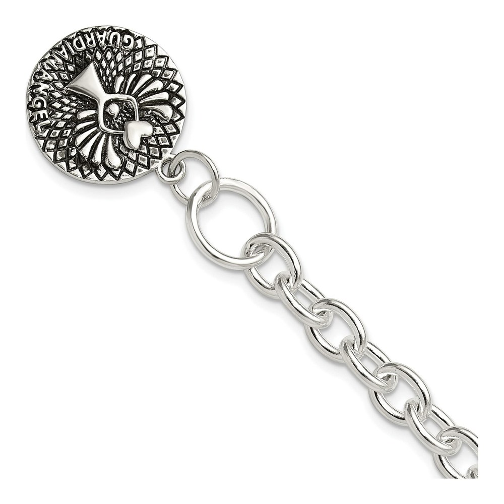 Sterling Silver Guardian Angel Toggle Bracelet