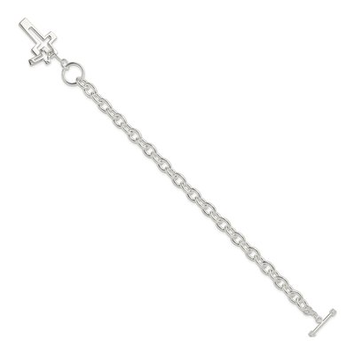 Sterling Silver Double Cross Toggle Bracelet – view 3