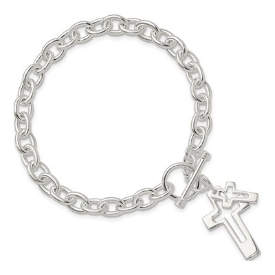 Sterling Silver Double Cross Toggle Bracelet – view 5