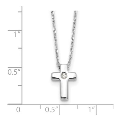 Sterling Silver CZ Girls' Cross Necklace – view 5