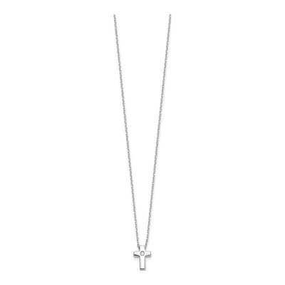 Sterling Silver CZ Cross Pendant Necklace – view 3