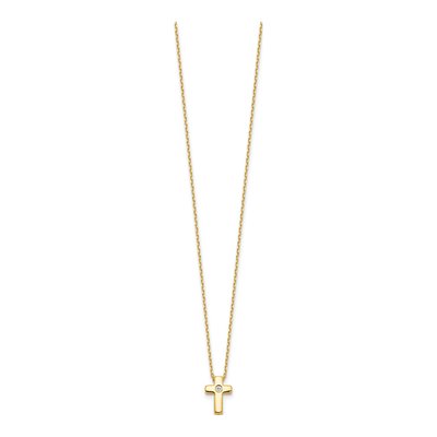 Gold-Plated Sterling Silver CZ Girl's Cross Necklace – view 3