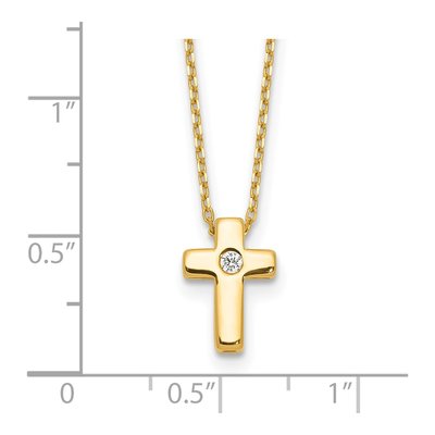 Gold-Plated Sterling Silver CZ Cross Pendant Necklace – view 5