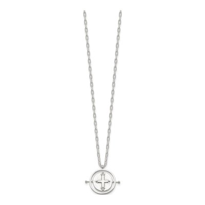 Sterling Silver E-Coating Movable Spin Cross Necklace – view 3