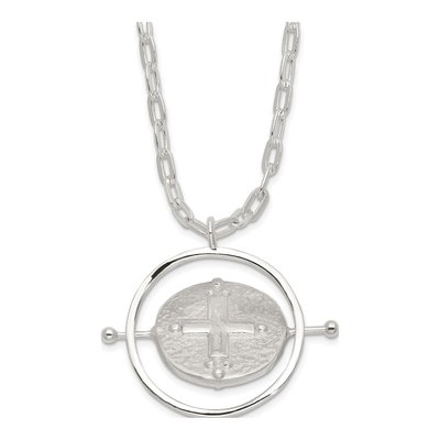 Sterling Silver E-Coating Movable Spin Cross Necklace – view 5
