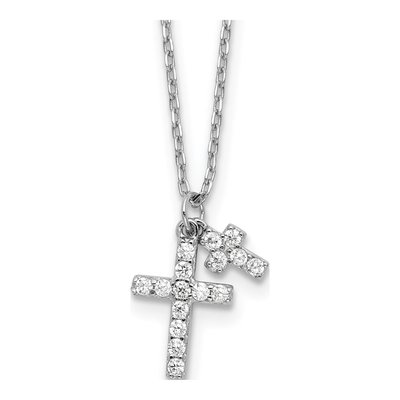 Sterling Silver CZ Cross Necklace