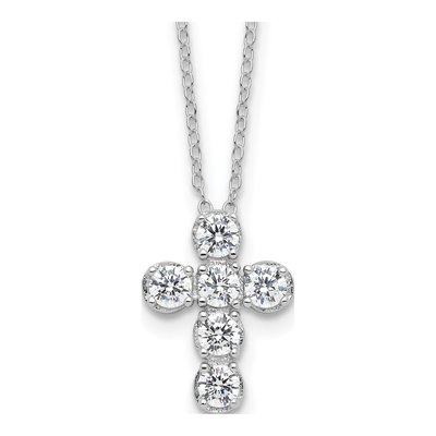 Sterling Silver CZ Cross Necklace