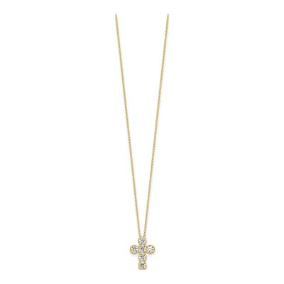 Gold-Plated Sterling Silver CZ Cross Necklace – view 3