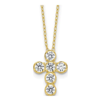Gold-Plated Sterling Silver CZ Cross Necklace
