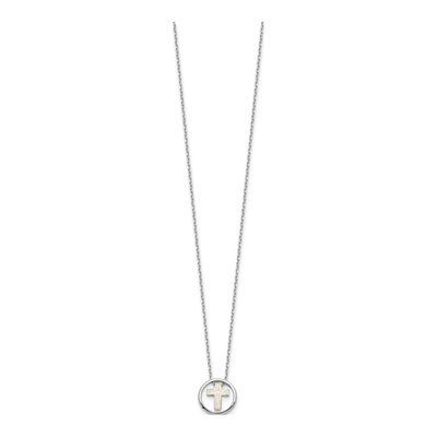 Sterling Silver Mother of Pearl Inlay Cross Necklace – view 3