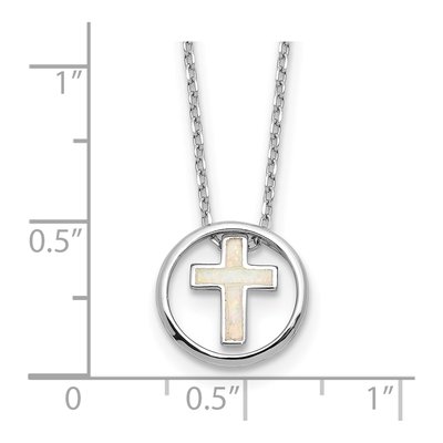 Sterling Silver Mother of Pearl Inlay Cross Necklace – view 5