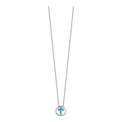 Sterling Silver Mother of Pearl Cr Inlay Cross Necklace – view 3