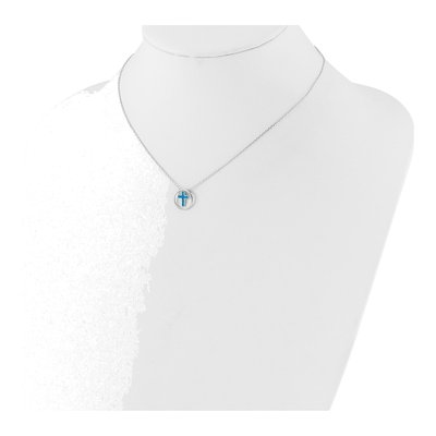 Sterling Silver Mother of Pearl Cr Inlay Cross Necklace – view 4