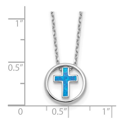 Sterling Silver Mother of Pearl Cr Inlay Cross Necklace – view 5