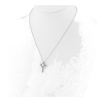 Sterling Silver Mother of Pearl & CZ Cross Heart Necklace – view 3