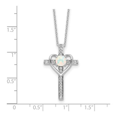 Sterling Silver Mother of Pearl & CZ Cross Heart Necklace – view 4
