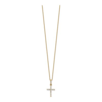 Gold-Plated Sterling Silver CZ Cross Pendant Necklace – view 3