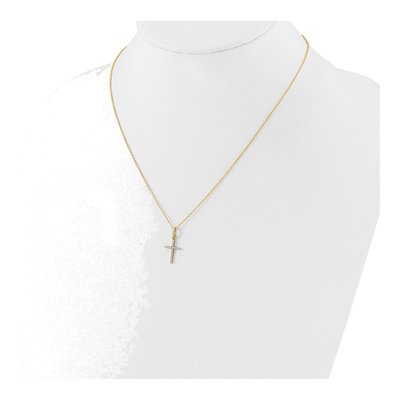 Gold-Plated Sterling Silver CZ Cross Pendant Necklace – view 4