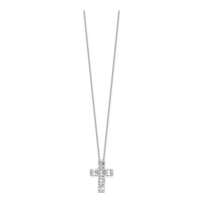 Sterling Silver CZ Baguette Cross Necklace – view 3