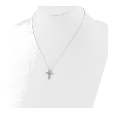 Sterling Silver CZ Baguette Cross Necklace – view 4