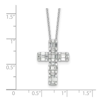 Sterling Silver CZ Baguette Cross Necklace – view 5