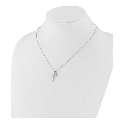 Sterling Silver CZ Double Cross Necklace – view 4